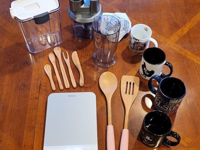 Lot of Kitchen Items...Food Scale, Coffee Mugs, Storage Container, Serving Spoons...All for $20