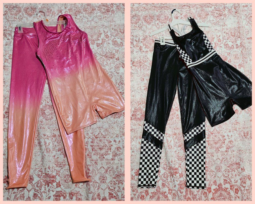 2 sets black/checkered & pink/orange