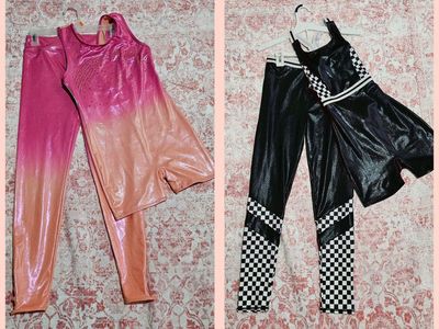 2 sets black/checkered & pink/orange