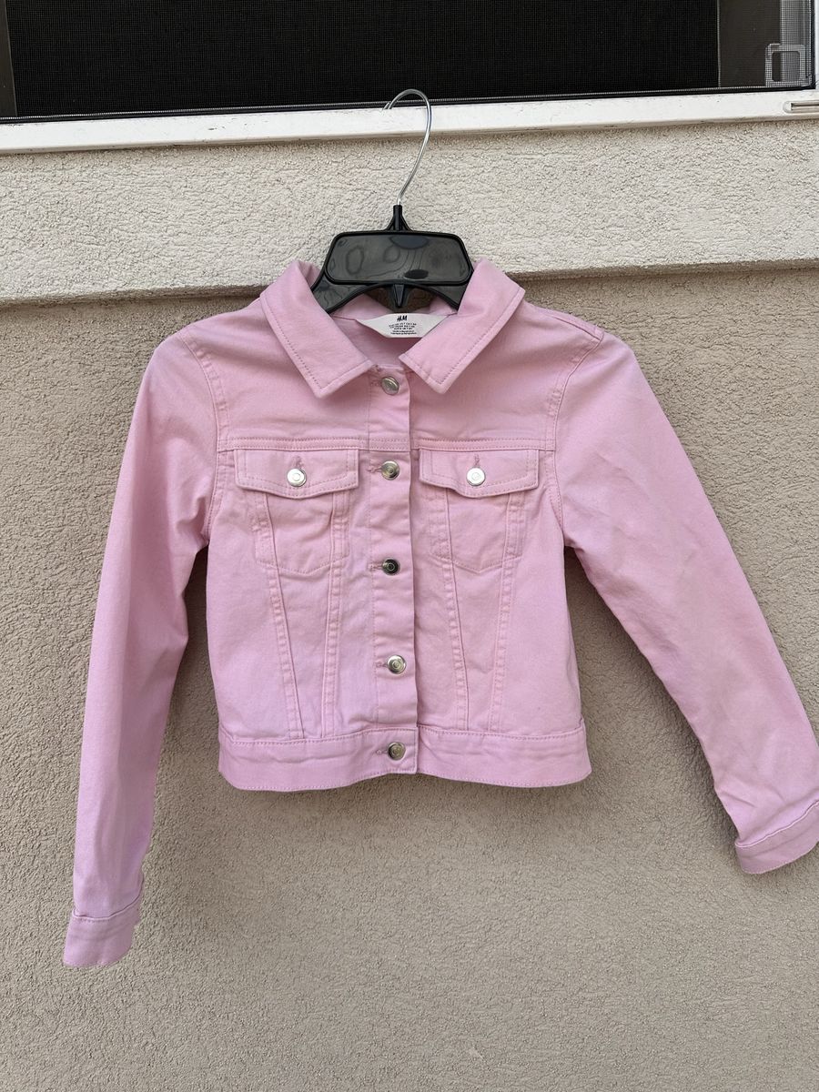 H&M Pink Denim Jacket Girls Size 7