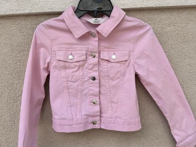 H&M Pink Denim Jacket Girls Size 7