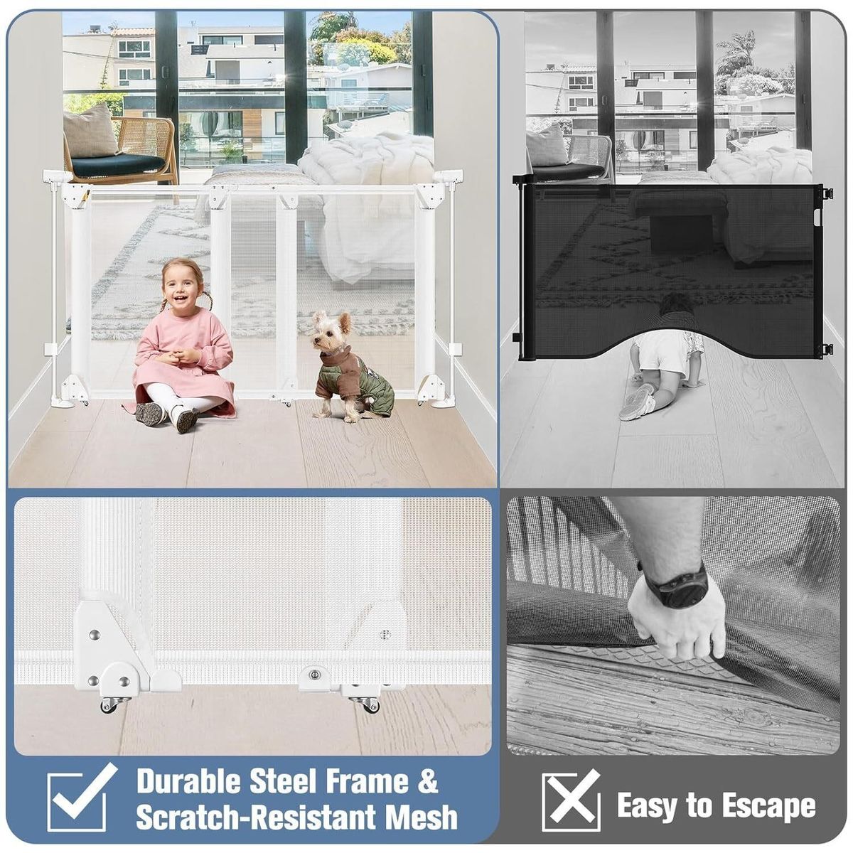 New, No Bottom Bar Baby Gate, 34-55 White, #ATU61326-512-13