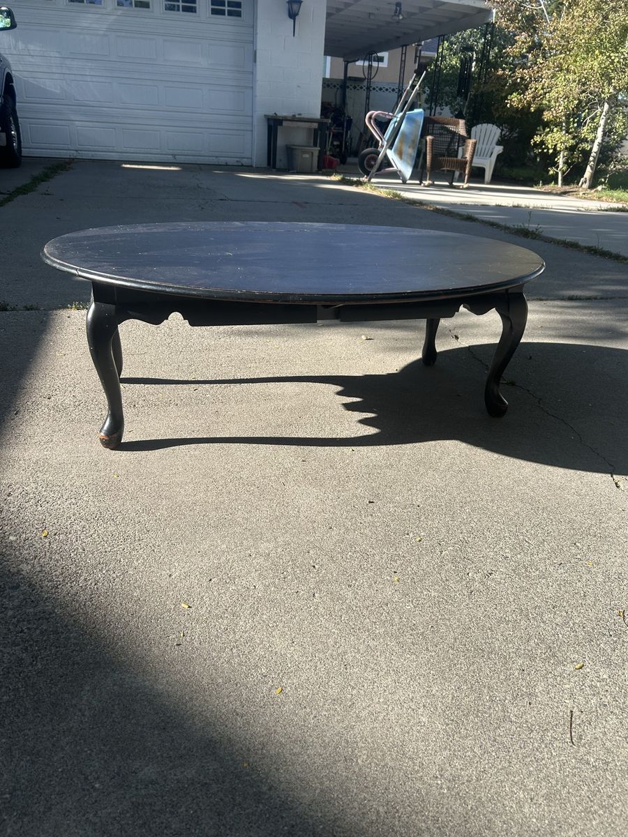 Black Oval Coffee Table with Cabriole Legs