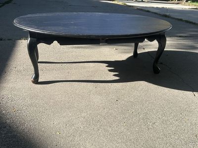 Black Oval Coffee Table with Cabriole Legs