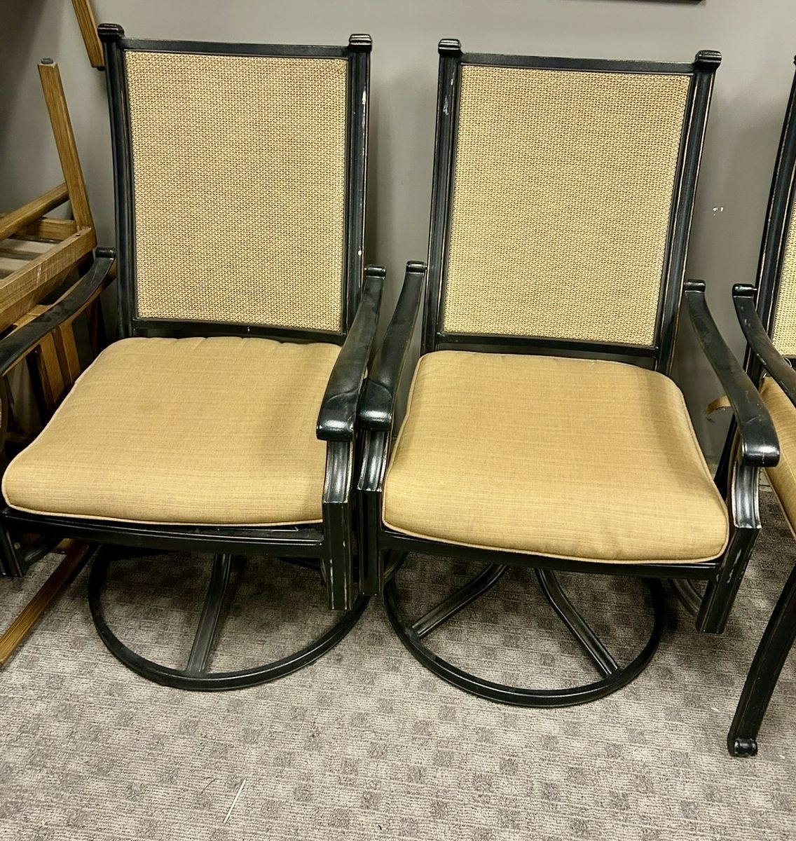 Set of 8 Patio Chairs - 2 Swivel, 6 Stationary - Outdoor Dining Seating