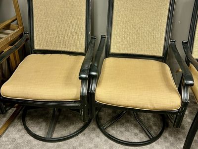 Set of 8 Patio Chairs - 2 Swivel, 6 Stationary - Outdoor Dining Seating