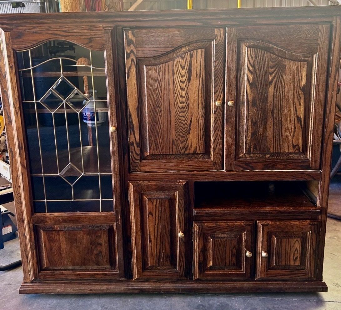 Leaded, Beveled Glass Entertainment Center
