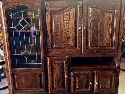 Leaded, Beveled Glass Entertainment Center