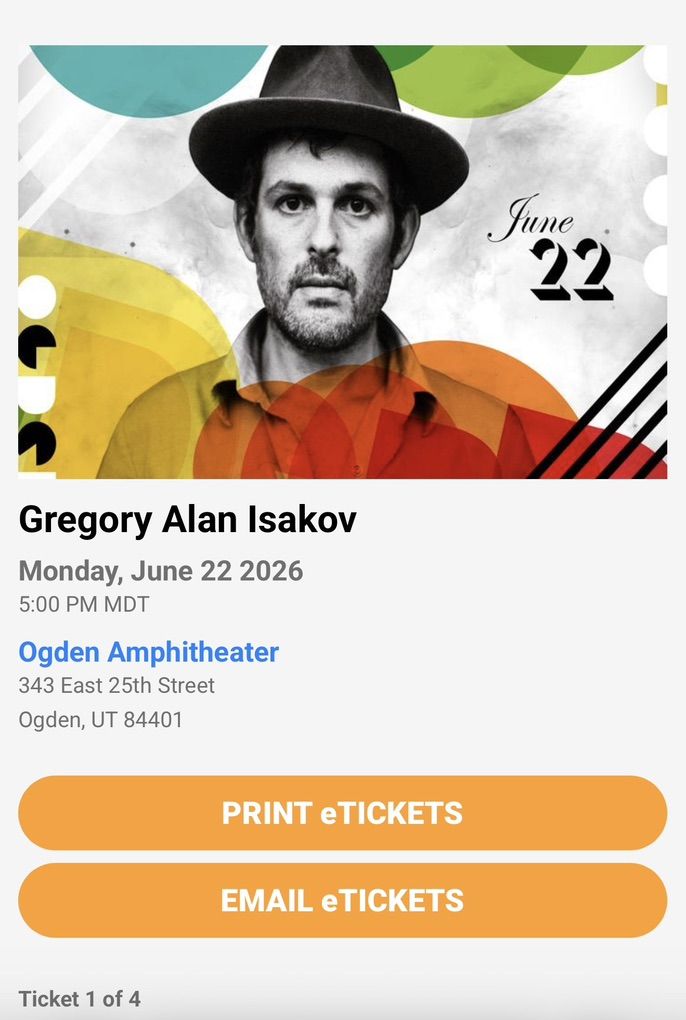 4 Gregory Alan Isakov Tickets