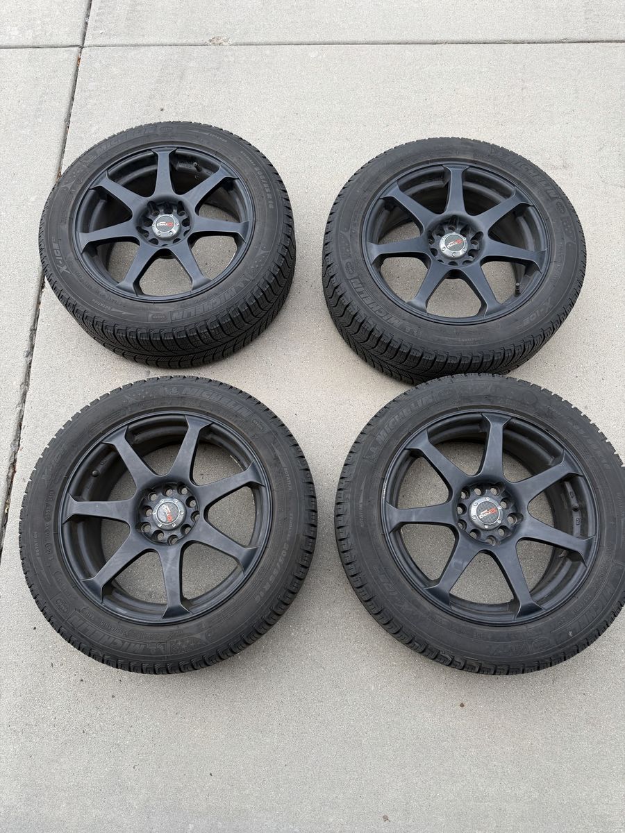 Drag DR-33 Dual PCD 16" Wheels with Michelin X-Ice 205/55R16 Tires (Set of 4) took of 2006 Mazda Miata will work on other import
