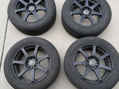 Drag DR-33 Dual PCD 16" Wheels with Michelin X-Ice 205/55R16 Tires (Set of 4) took of 2006 Mazda Miata will work on other import