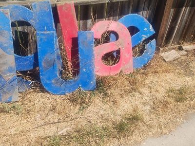 Vintage Large Metal Letters Signage - Blue & Red Alphabet Decor