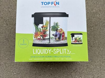 Top Fin Liquidy-Split 1 Gallon Aquarium with Removable Divider, LED light