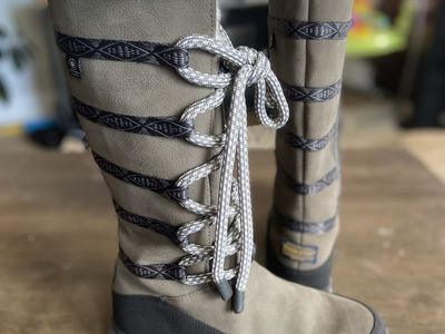 Pendleton Women's Tall Winter Snow Boots US 8 Waterproof Faux Fur Trim Lace Up Olive Green
