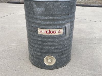 Vintage Igloo 10 Gallon Metal Water Cooler Jug with Spigot - Heavy Duty Industrial