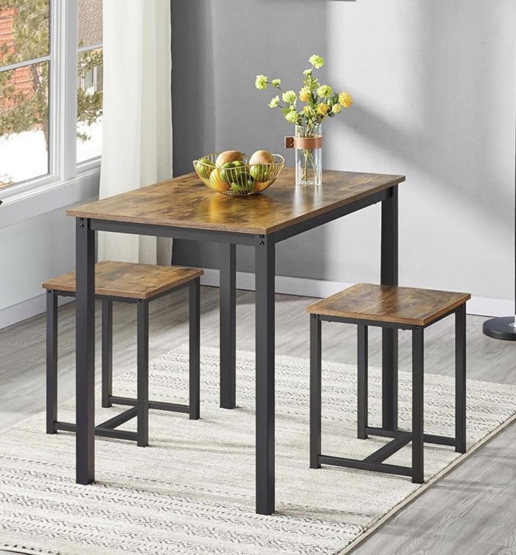 Industrial Dining Kitchen Table Set for 2 NEW