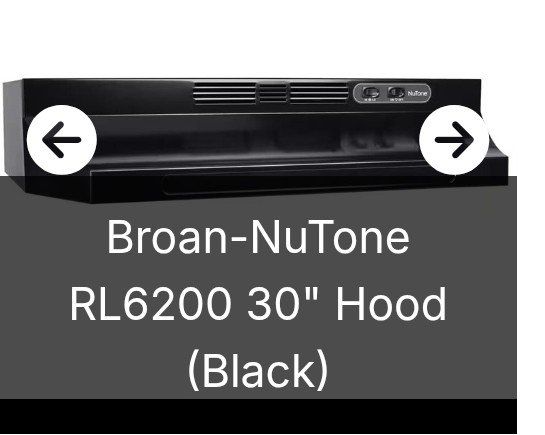 30" Black Range Hood (NEW)