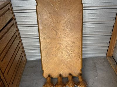 Vintage Wooden Coffee Table with Carved Ball and Claw Feet