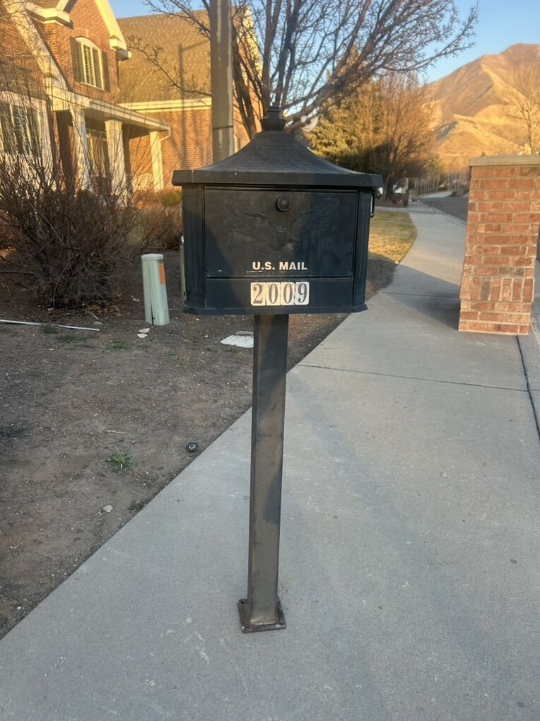 Metal Mailbox with Post