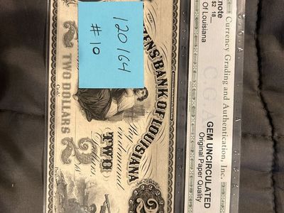 The Citizens Bank Of Louisiana $2 Obsolete Banknote Remainder CGA Gem Uncirculated 67