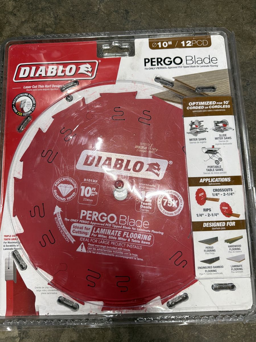 Diablo Pergo Blade 10" PCD Laminate Flooring Saw Blade D1012LF - For Miter & Table Saws