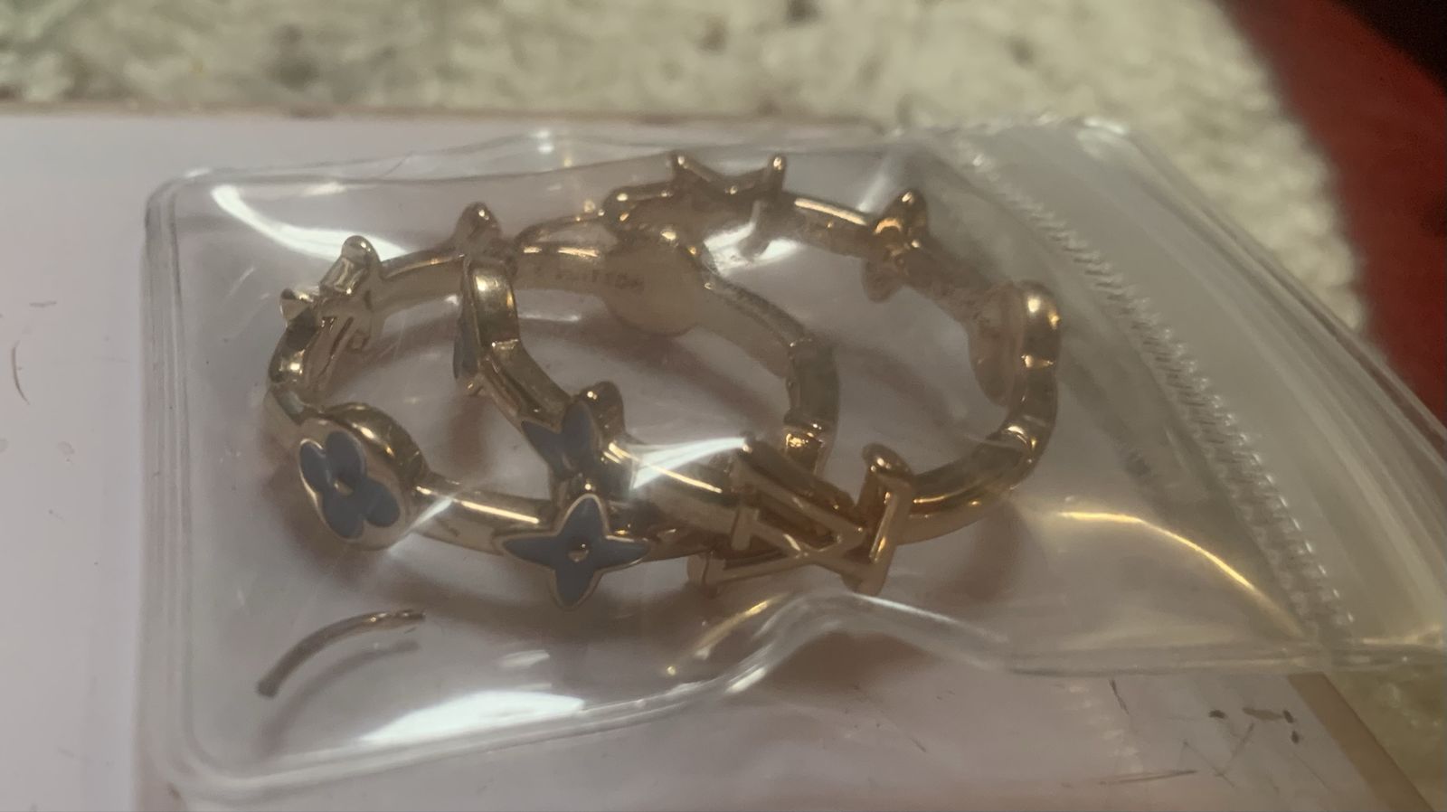 Louis Vuitton 14 k Gold Hoop Earrings.