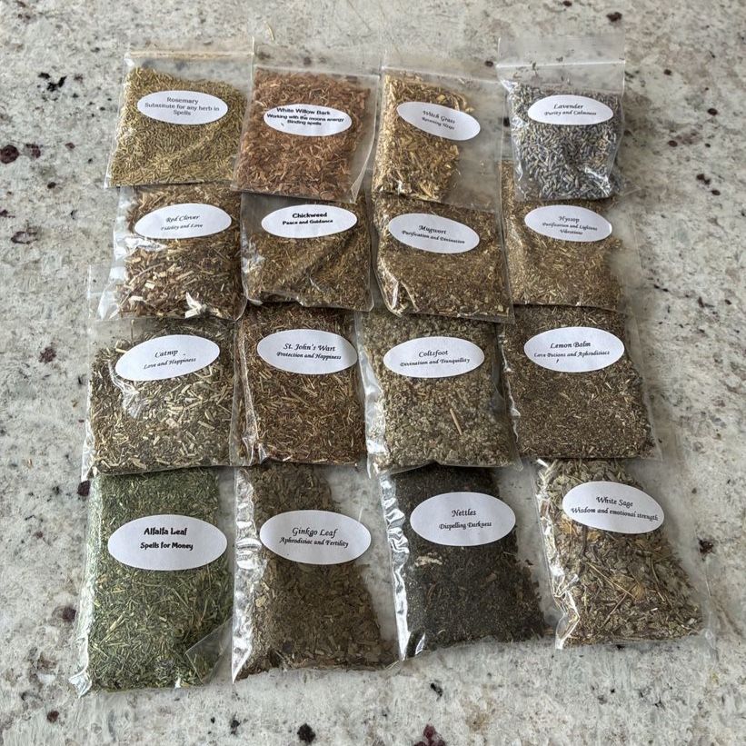 Herbal Apothecary Collection: 16 Dried Herbs for Spells, Wellness, and Home Remedies