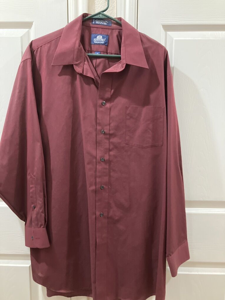 Maroon Stafford Long Sleeve Dress Shirt
