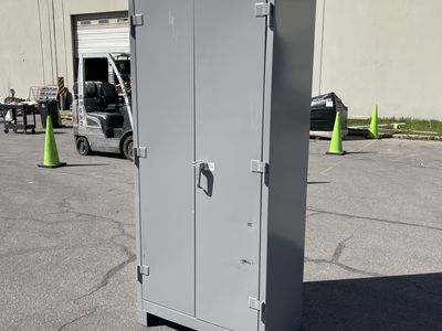 LYON All Welded Industrial Bin Cabinet W/ 64 Bins 82”x36”x21” Grey DD1122