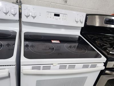 GE White Electric Range Glass Top Oven Stove