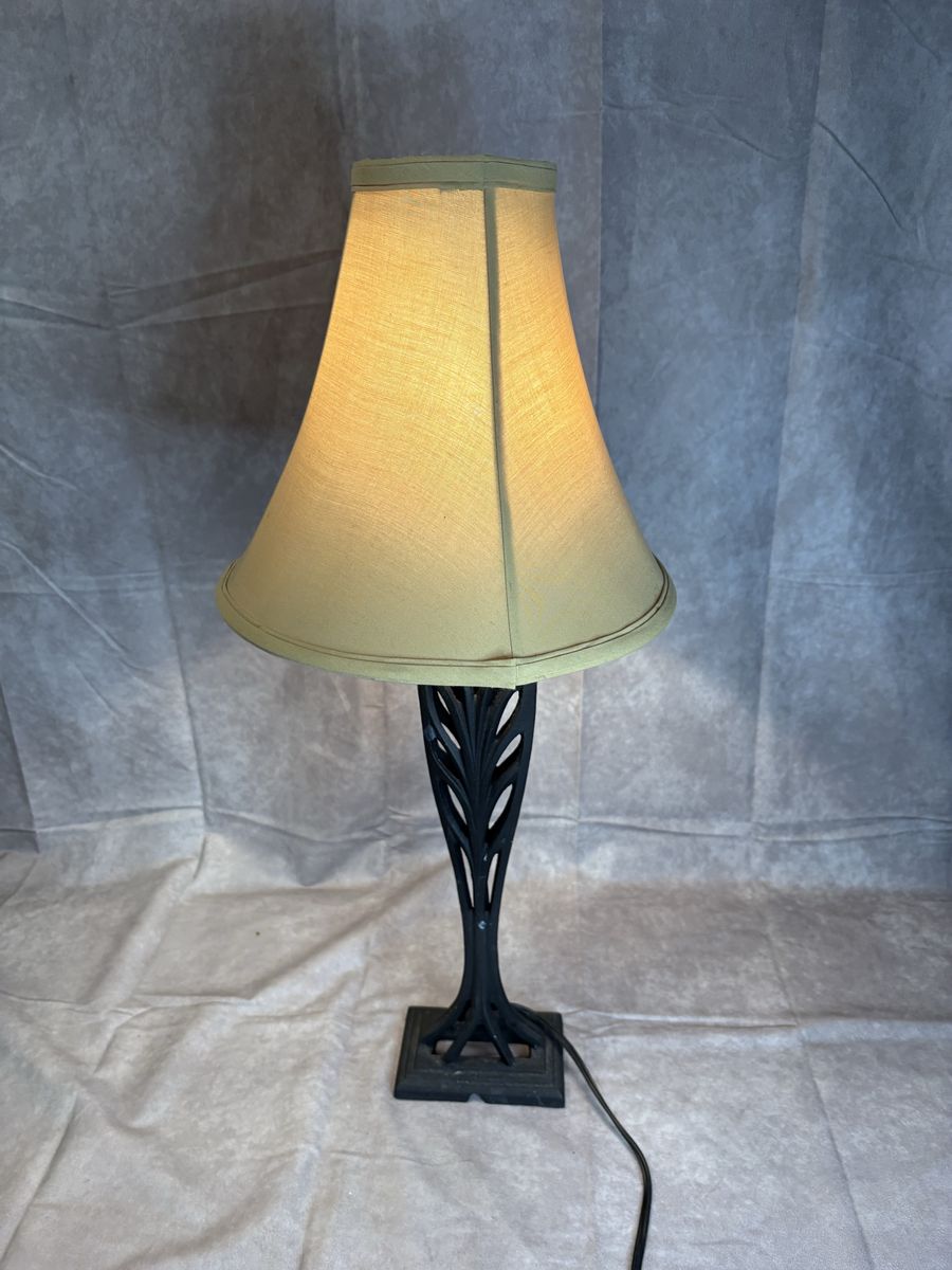 Art Nouveau Style Cast Metal Table Lamp w/ Shade
