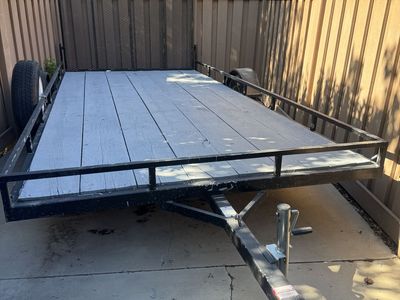14' x 7' Flatbed Utility Trailer w/ Rear Ramp – Includes Spare Tire