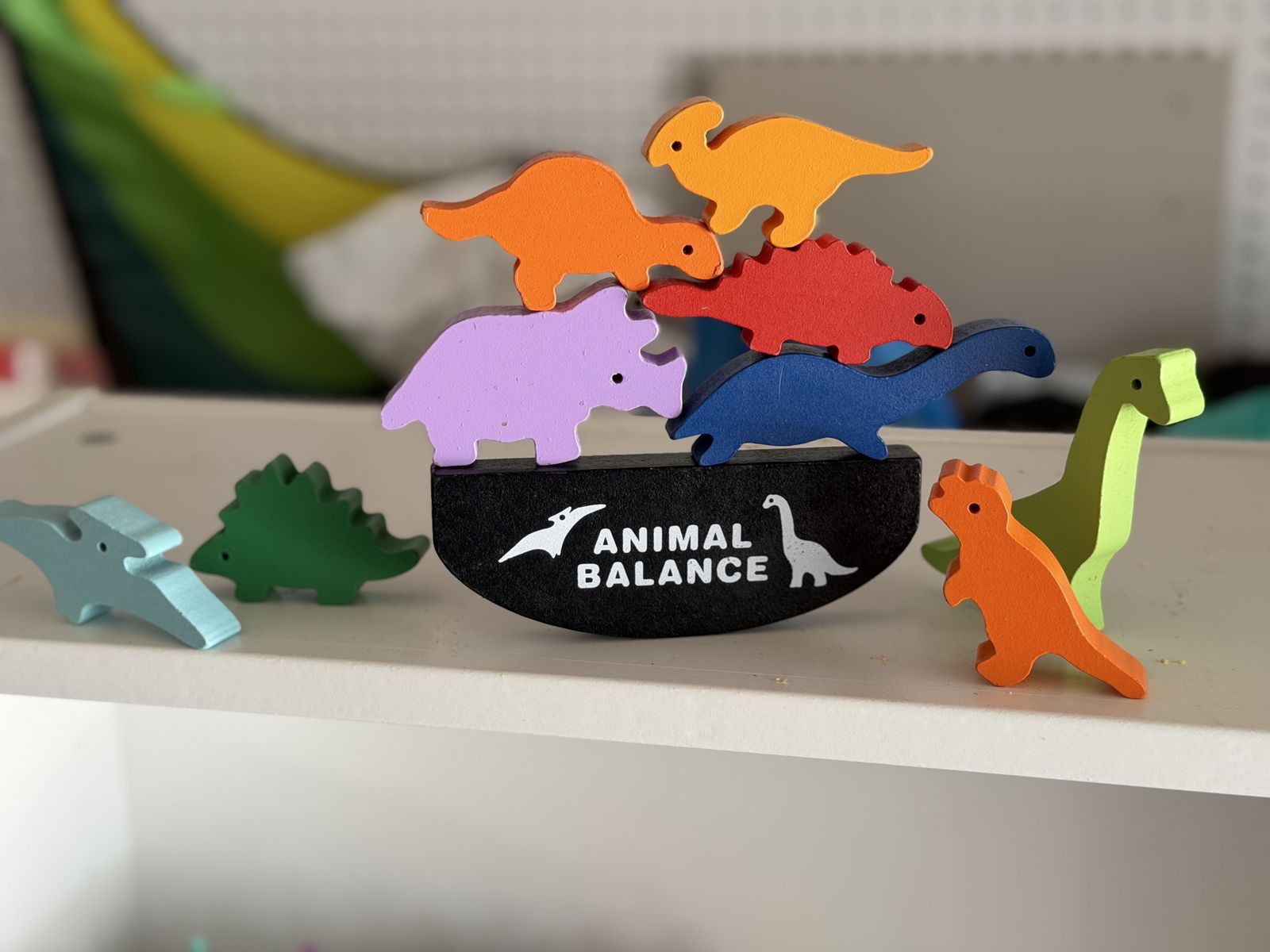 Animal Balance Dinosaur Stacking Game - Multicolor Wooden Balance Blocks Toy