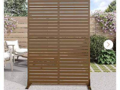 NEW Brown Outdoor Metal Privacy Screen Panel - 72"x47" (Open Box)