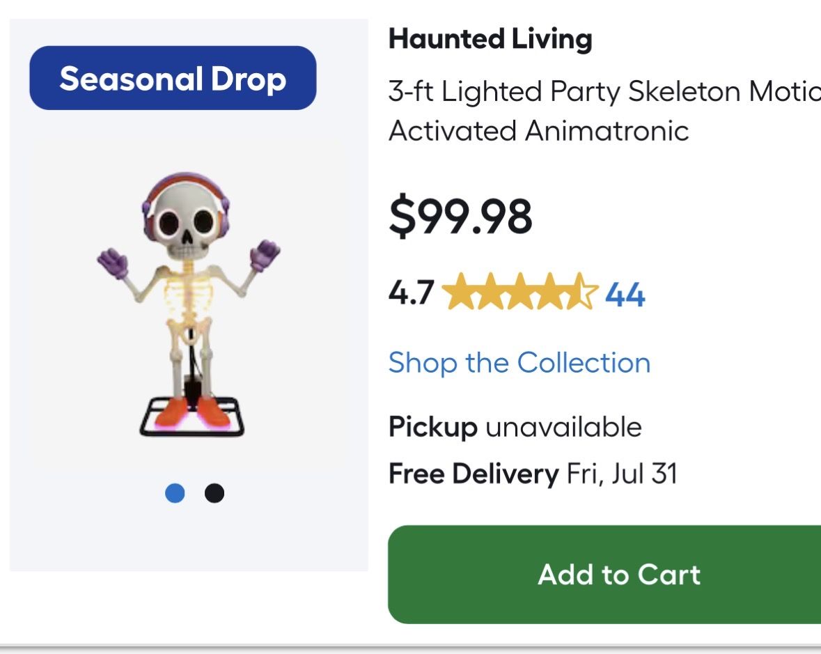 Haunted Living 3-ft Lighted Party Skeleton Motion-Activated Animatronic