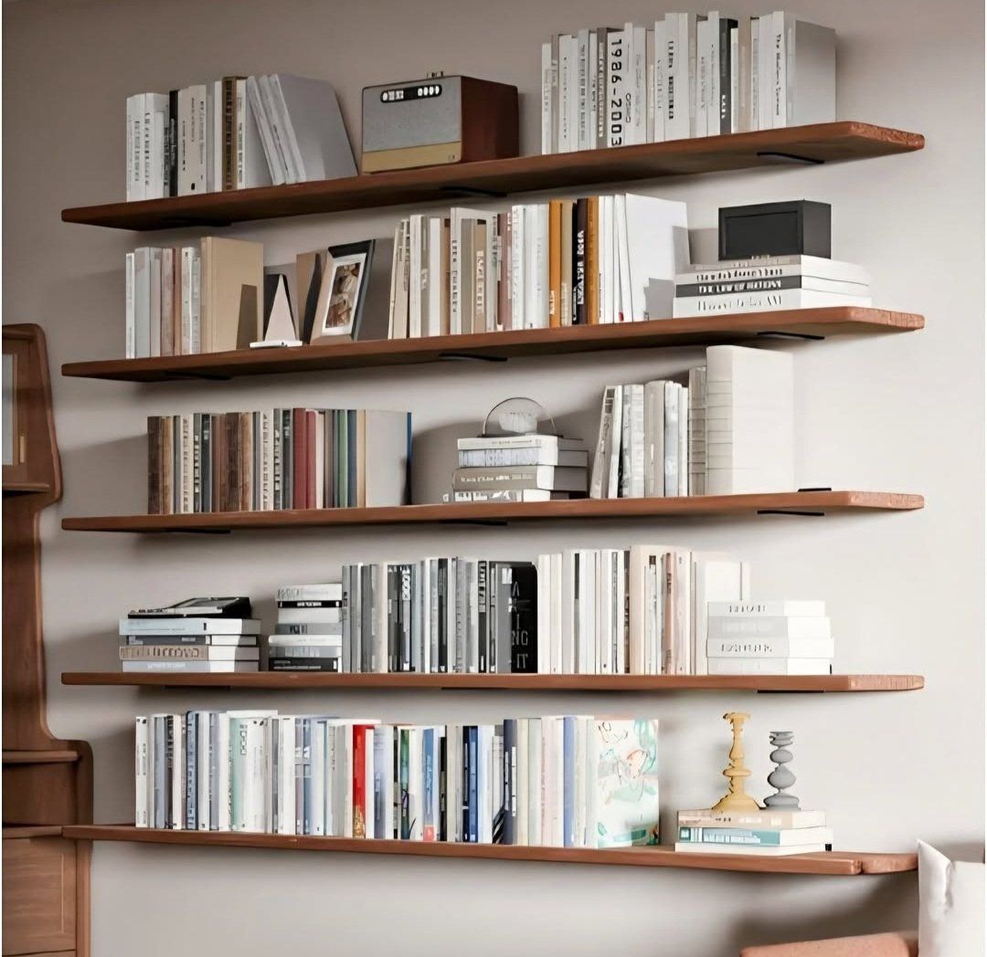 5 Tier Book Shelf,Long Floating Shelf for Wall 72 inch,Farmhouse Bookcase Long Wall Shelves,Wall Mounted Bookshelf Display Shelv
