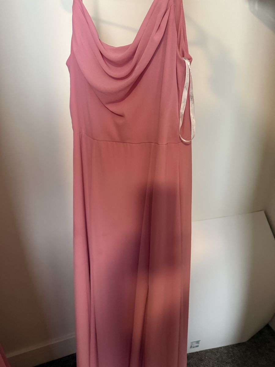 David's Bridal Rose Pink Long Cowl Neck Bridesmaid Dress Size 6