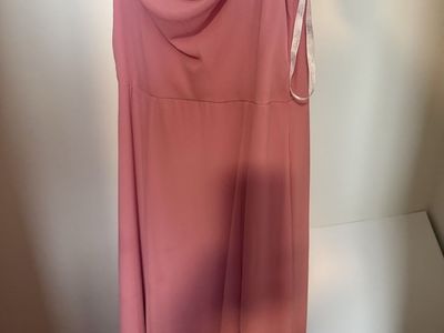 David's Bridal Rose Pink Long Cowl Neck Bridesmaid Dress Size 6