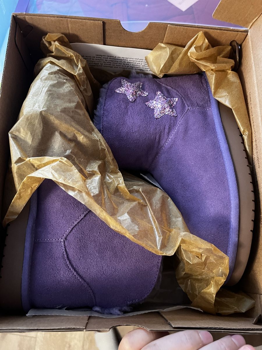 KOOLABURRA by UGG Kids Purple Suede Glitter Star Boots - Size 3 Girls
