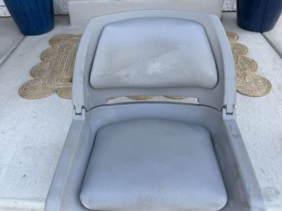 Folding Grey Boat Seat with Cushions - Marine Grade