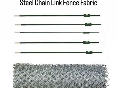 5xEverbilt 6.5 ft Green Steel Fence T-Posts & 2x 6 ft x 50 ft Galvanized Chain Link Fence