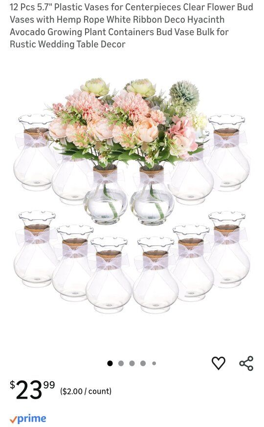 12 Pcs 5.7" Plastic Vases for Centerpieces