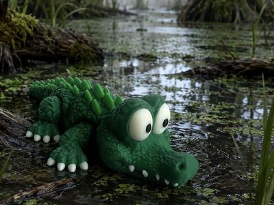 Cute Green articulated Alligator Toy Figure