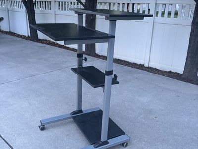 Black Rolling Standing Desk, Adjustable Height