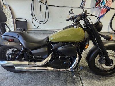 Honda Shadow Phantom 750cc Motorcycle - Matte Olive Green, Black, Sissy Bar