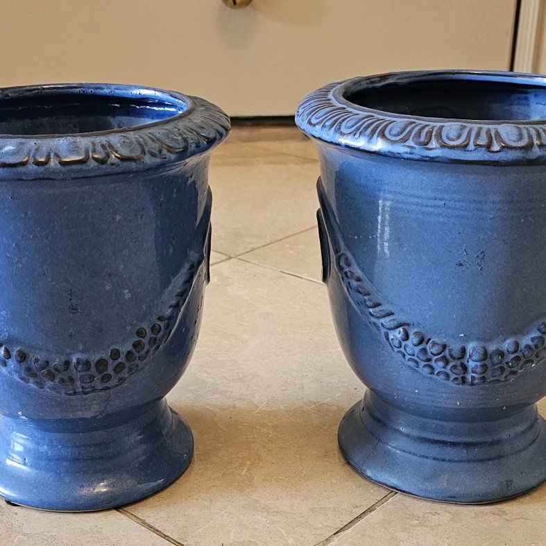 2Glazed Pottery Planters/Pots 10"T 8.5:W