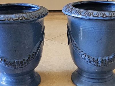 2Glazed Pottery Planters/Pots 10"T 8.5:W