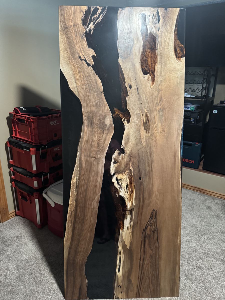Dark Walnut and Black Epoxy Slab