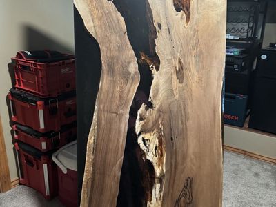 Dark Walnut and Black Epoxy Slab