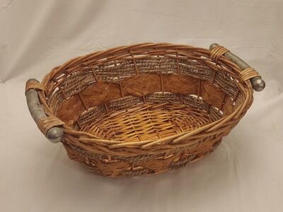 Wicker Basket - Metal Handles - 16x12X6 inches